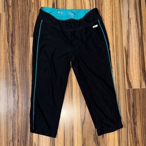 Athletic Works Black Capris with Teal Accents